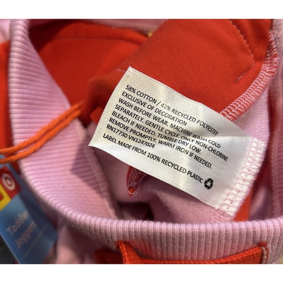 Lego‎ Jogger Pants Girls Size 2T Pink Stripe Legoland Pockets Elastic Waist - Picture 5 of 5